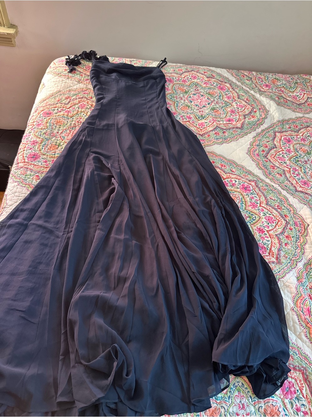 En saison Navy Blue Maxi Dress with Delicate Straps